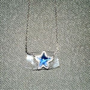Kendra Scott Jae star necklace, navy stone and silver